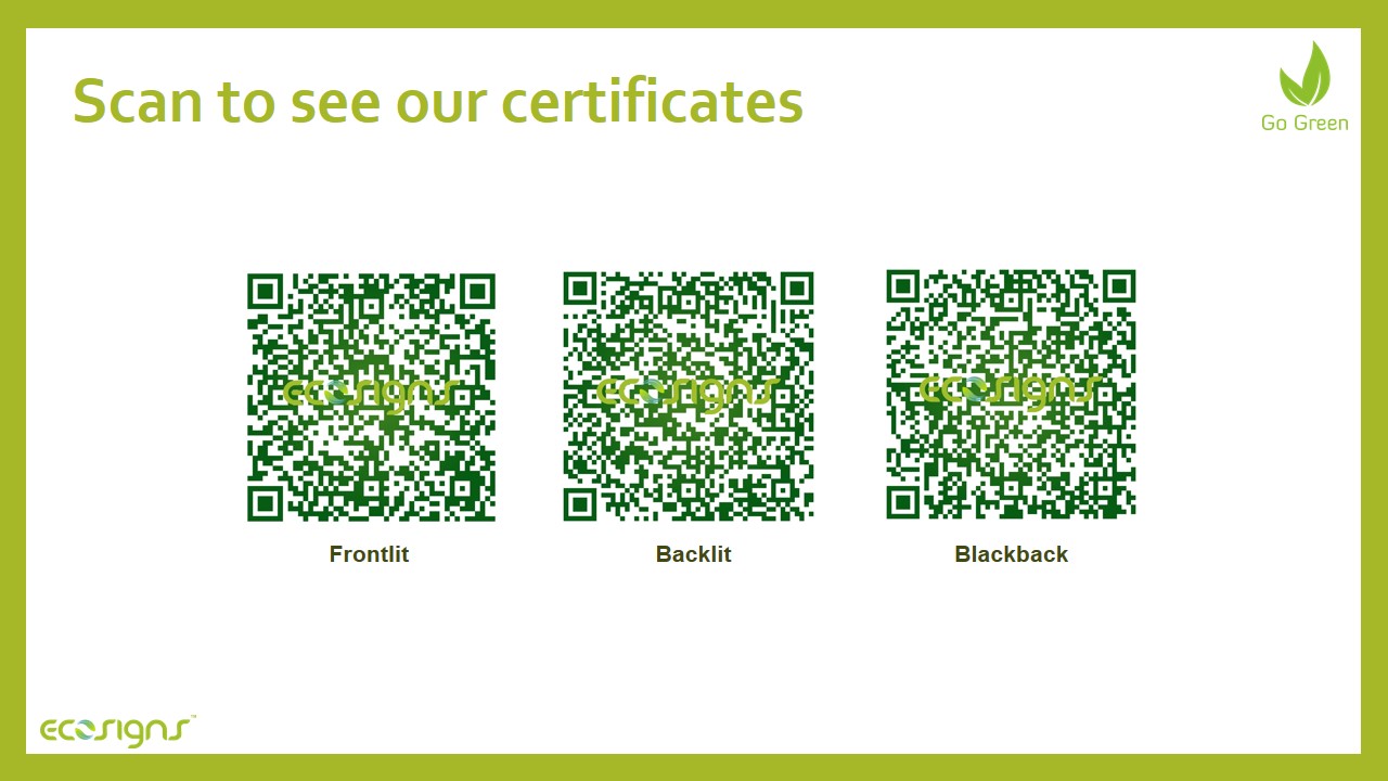 EcoSigns Certificate QR Codes